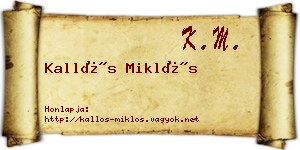 Kallós Miklós névjegykártya